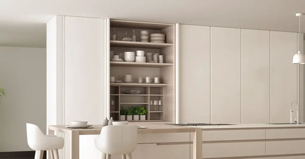 Kitchen cabinets with pocket doors