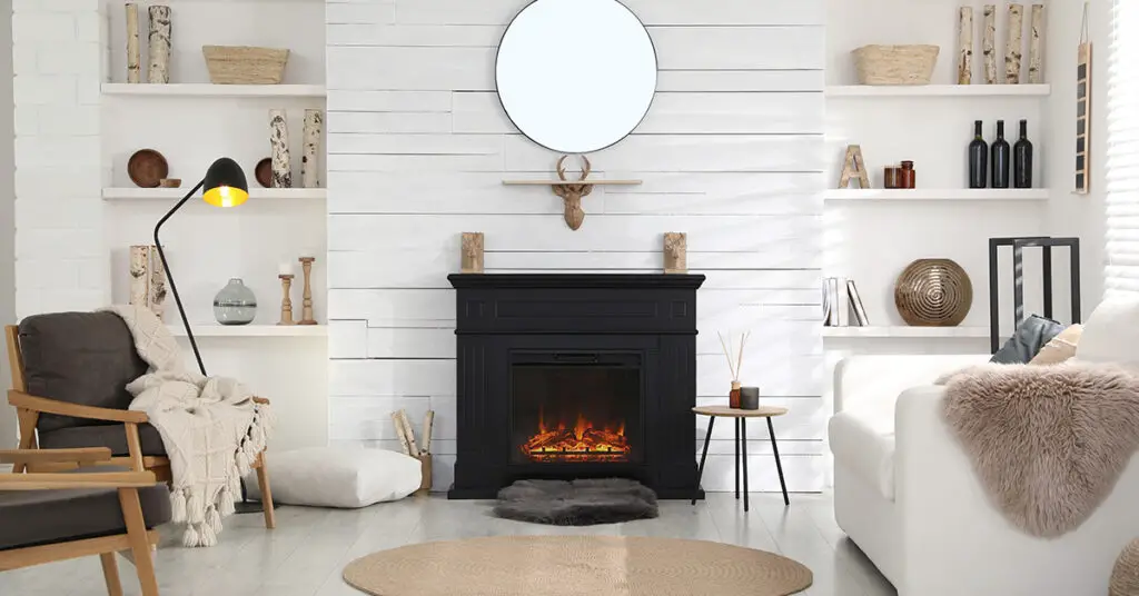 DIY frame for electric fireplace in living room