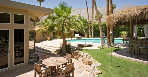 Backyard with palm trees