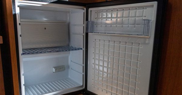 Mini-fridge with open door