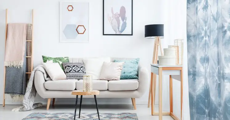 Boho styled minimalist living room